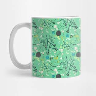 Green Floral Pattern Mug